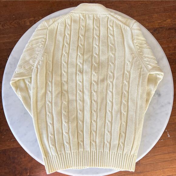 Vintage Cream Cable Knit Cardigan Sweater - Picture 6 of 7